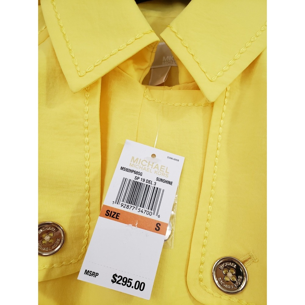 NEW $295 Michael Kors Yellow Sunshine Trench Coat Jacket LONG Spring Lightweight - Picture 7 of 9